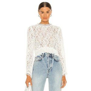 Elliatt White Lace Long-Sleeve Sheer Top